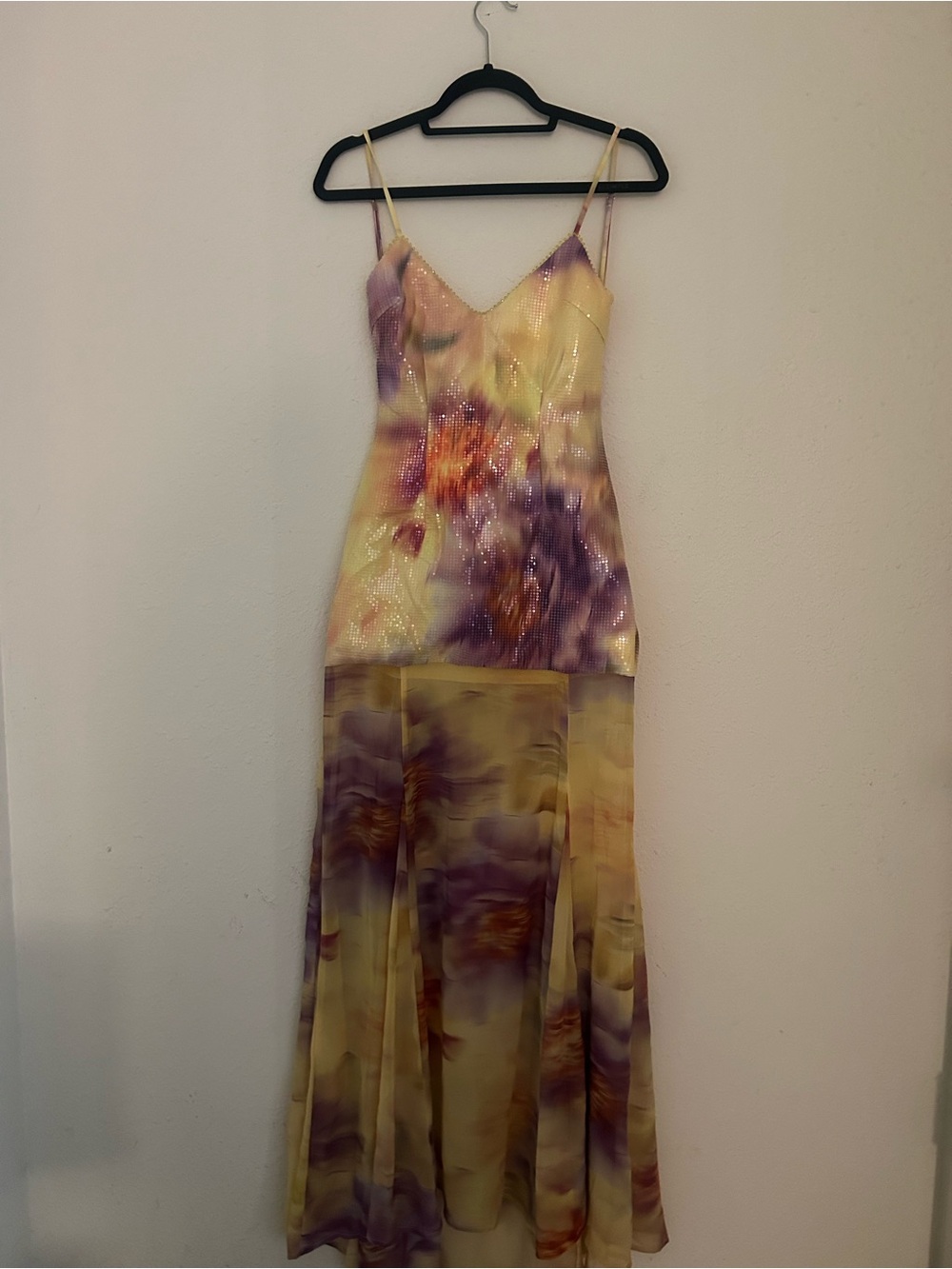 Tie-Dye Yellow & Purple Spaghetti-Strap Maxi Dress - Picture 3 of 8